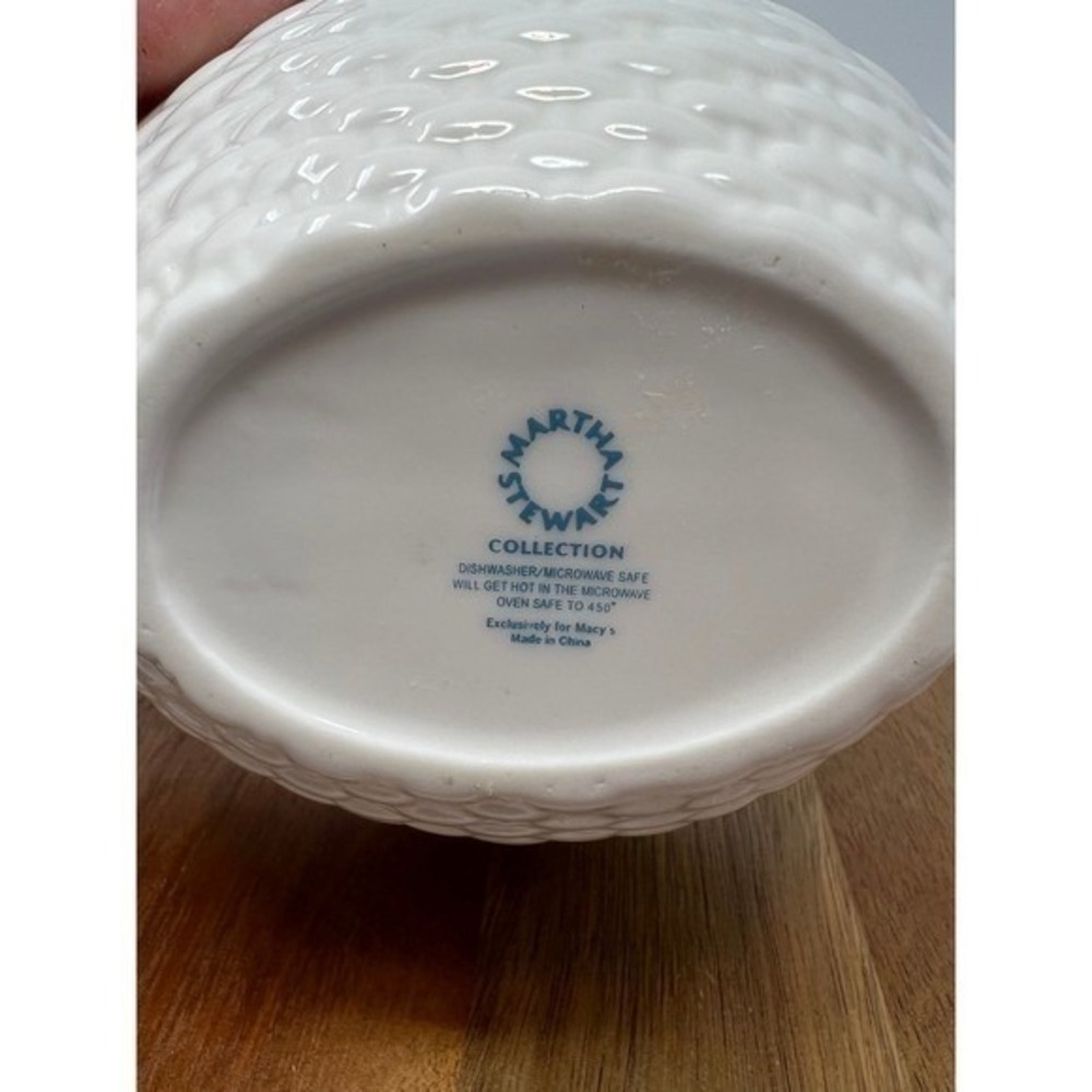 White Ceramic Basket Trinket Dish Handle Holder Small Decor Accent - Picture 9 of 9